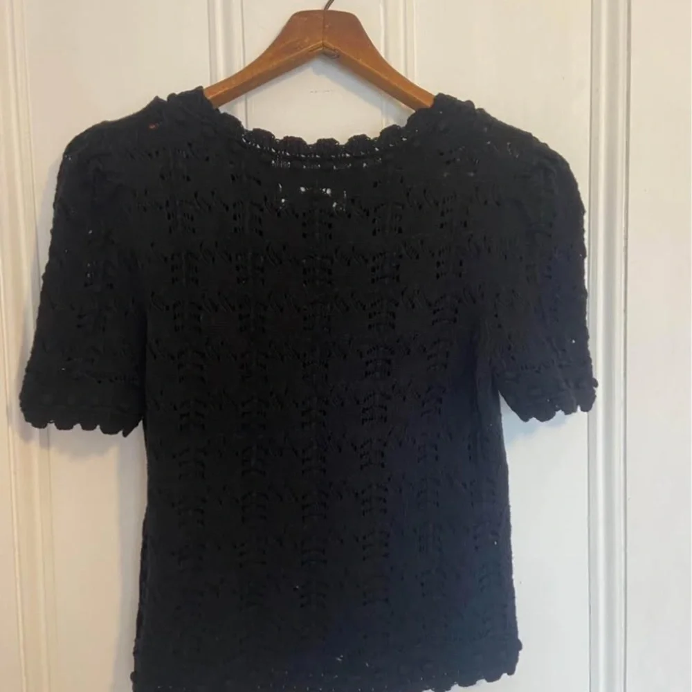 Anthropologie Black Crochet Top - Picture 3 of 5